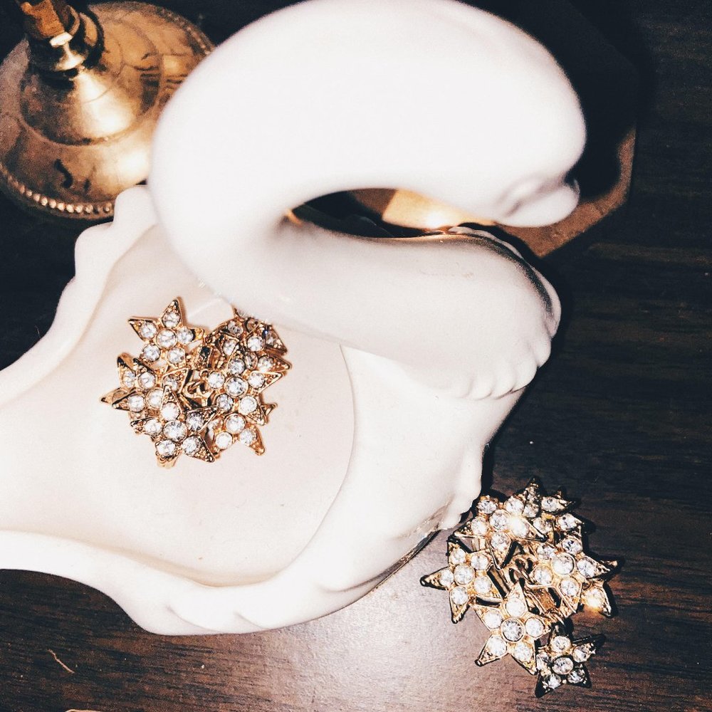 Vintage Rhinestone Tiered Dangle Earrings